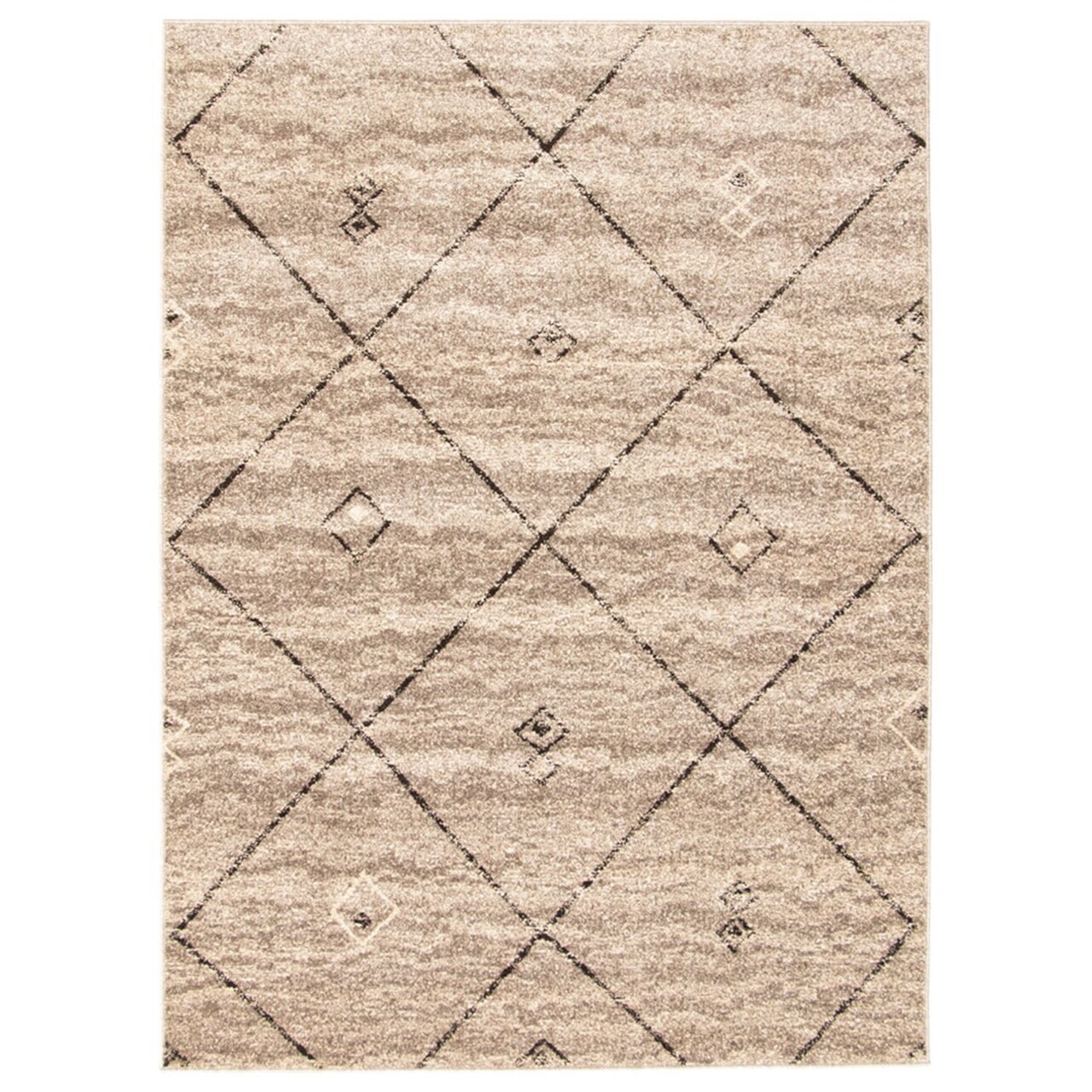 Chaudhary Living 4' x 5.5' Moroccan Diamond Rectangular Area Throw Rug - Gray and Brown